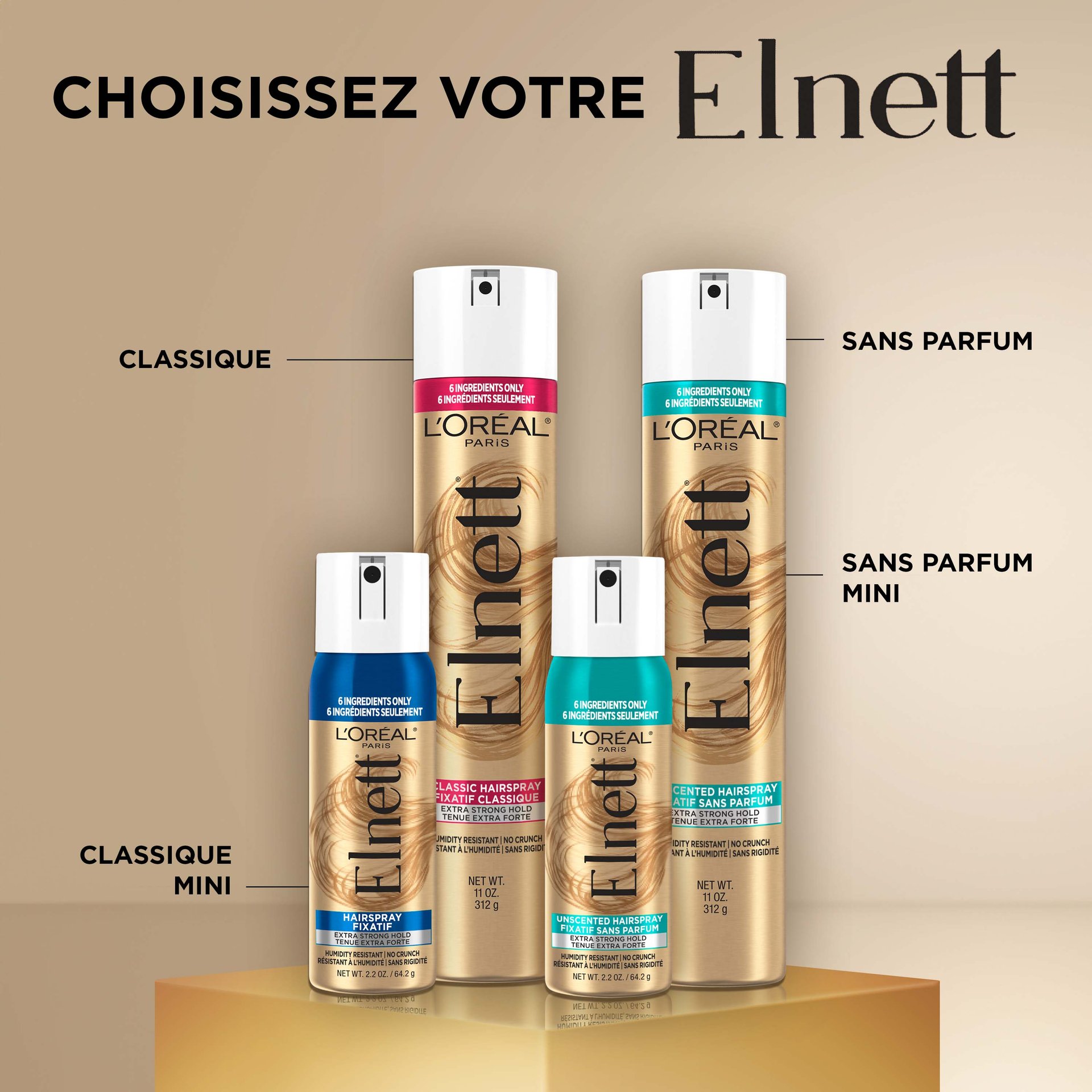 Toute la gamme de produit Elnett spray fixateur